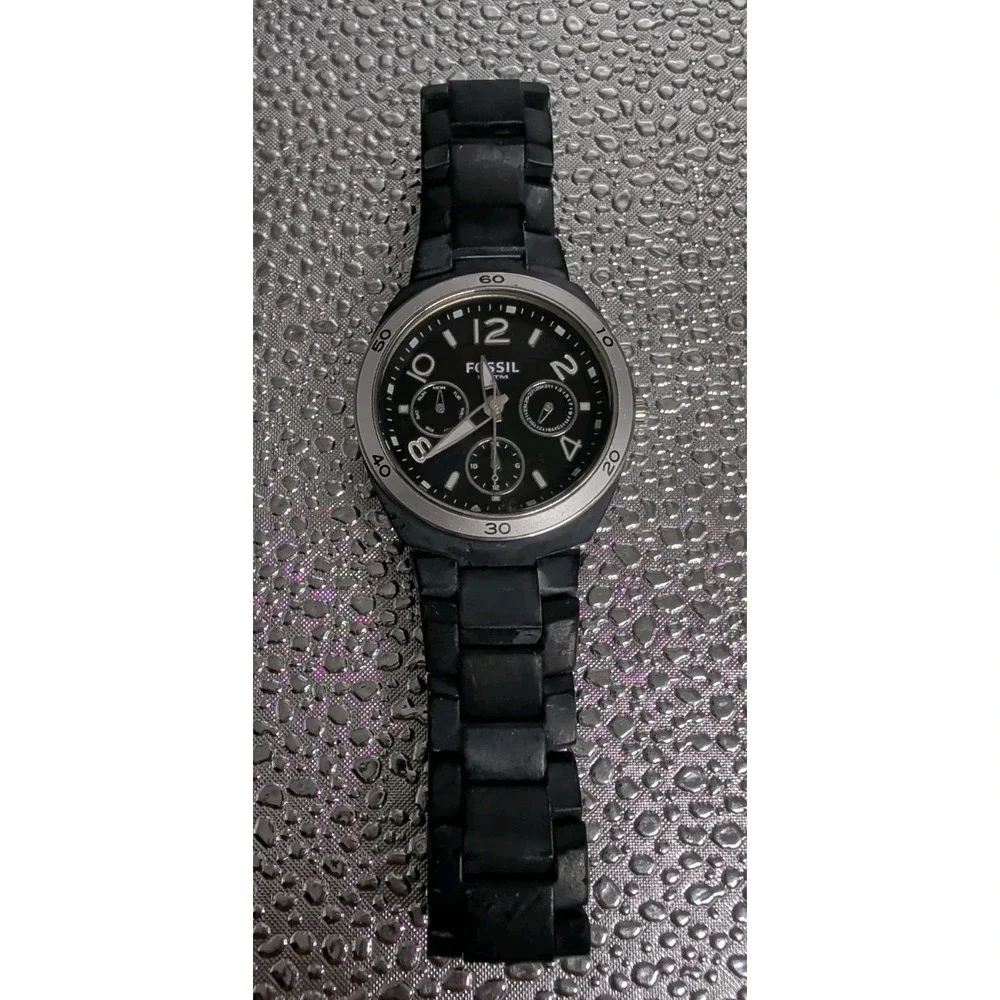 Fossil Berkley Ceramic Band, Black Dial Women's Watch CE1043 Crystal Bezel